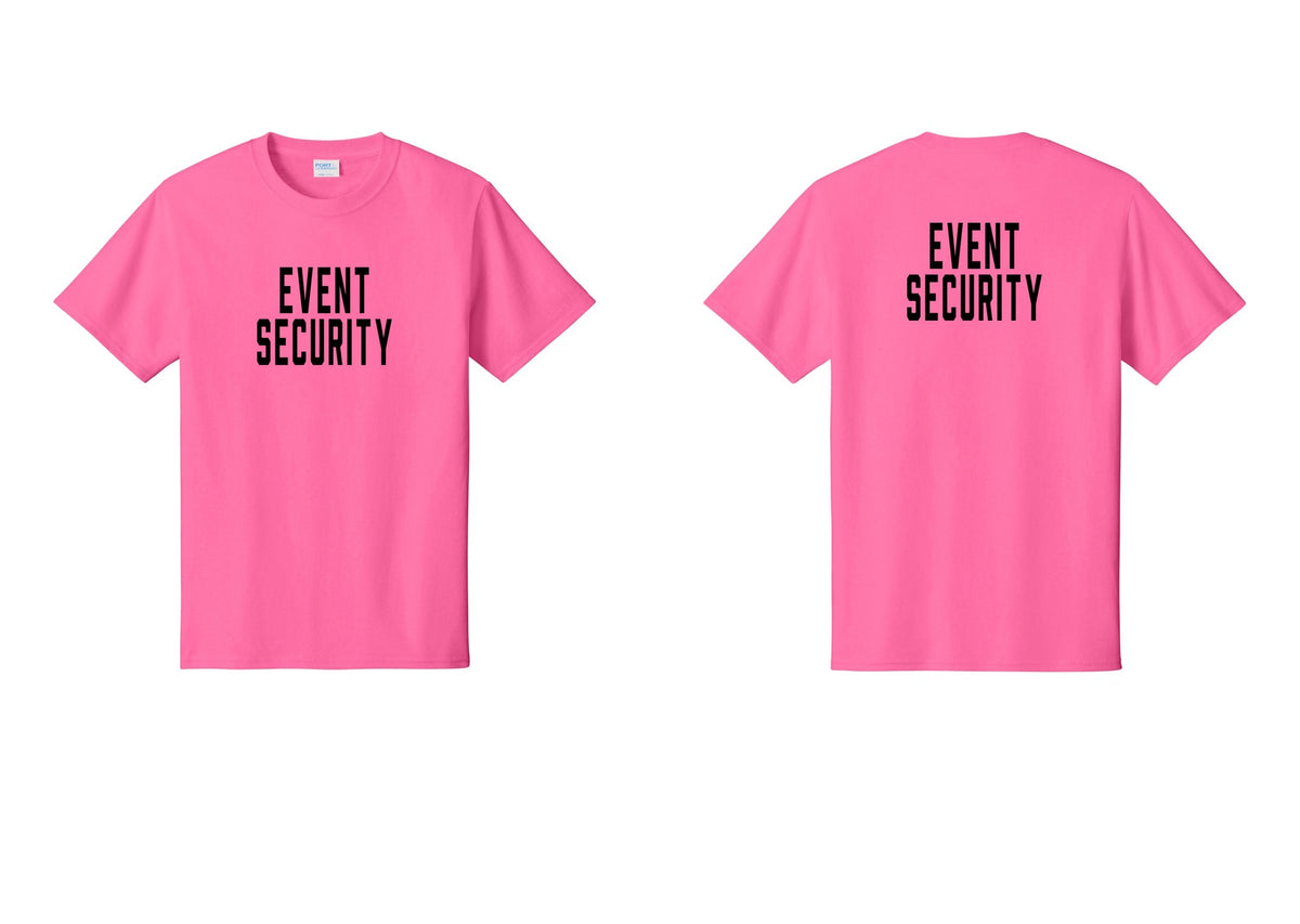 NYC Factory Event Security T-Shirt for Venues & Crowd Management (Classic) - Front + Back - Neon Pink
