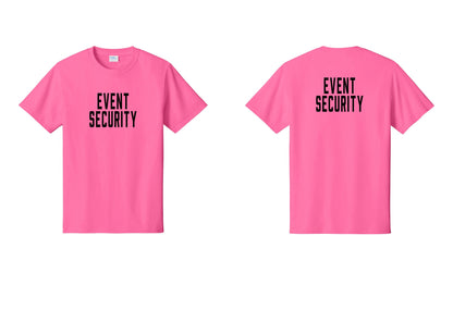 NYC Factory Event Security T-Shirt for Venues & Crowd Management (Classic) - Front + Back - Neon Pink