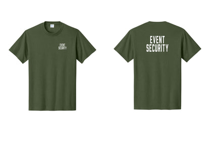 NYC Factory Event Security T-Shirt for Venues & Crowd Management (Classic) - Chest + Back - Olive