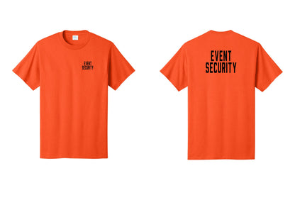 NYC Factory Event Security T-Shirt for Venues & Crowd Management (Classic) - Chest + Back - Orange