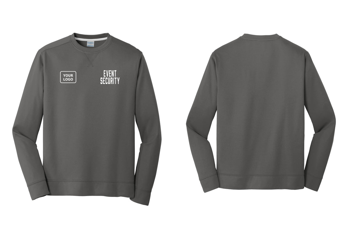 NYC Factory Custom Logo Event Security Performance Fleece Crewneck Sweatshirt (Classic) - EVENT SECURITY + Your Logo - Charcoal