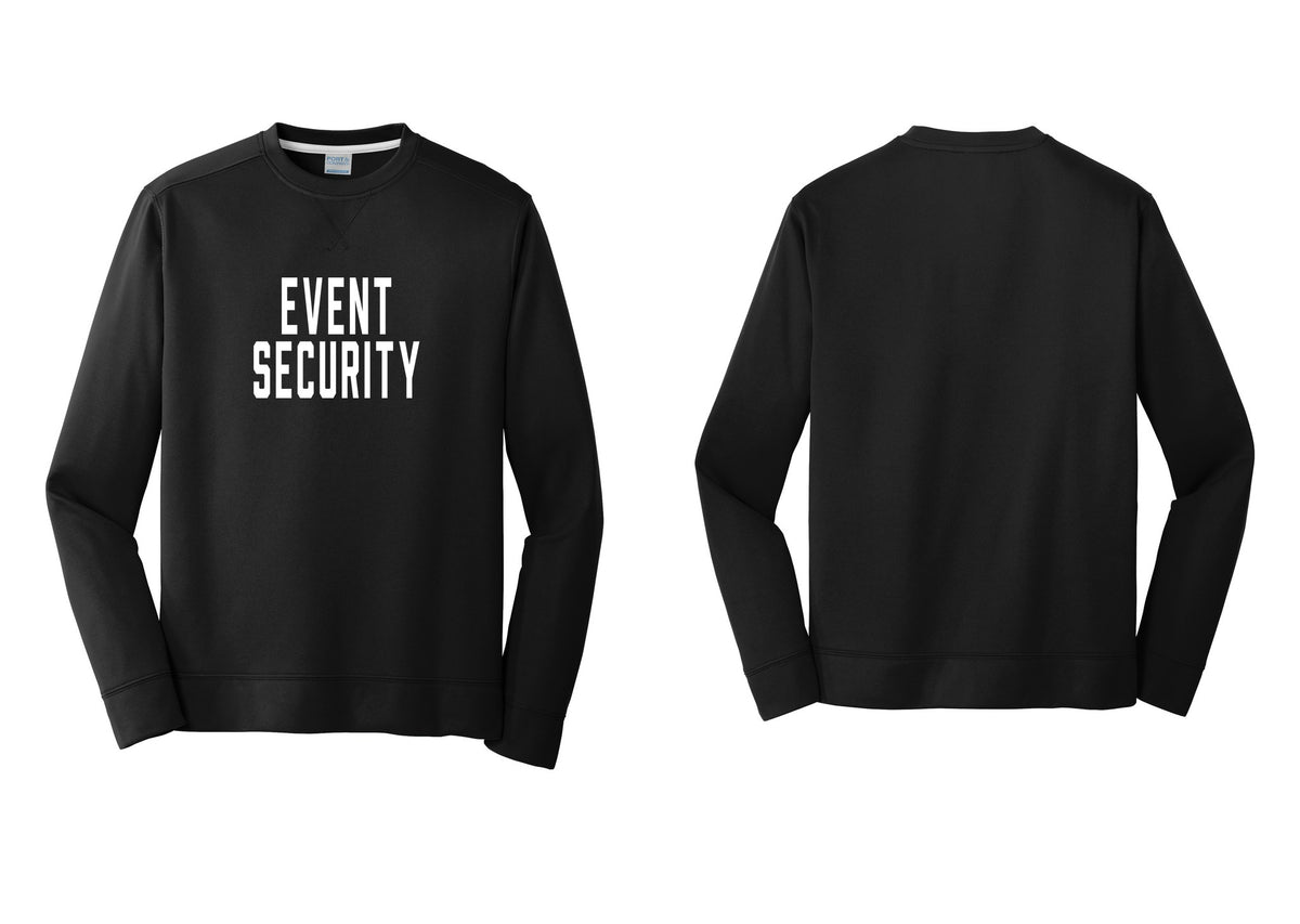 NYC Factory Event Security Performance Fleece Crewneck Sweatshirt (Classic) - Front Only - Black