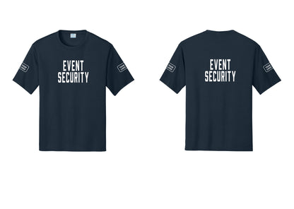 NYC Factory Custom Logo Event Security Performance T-Shirt (Classic) - Front + Back + Your Logo Sleeves - Navy