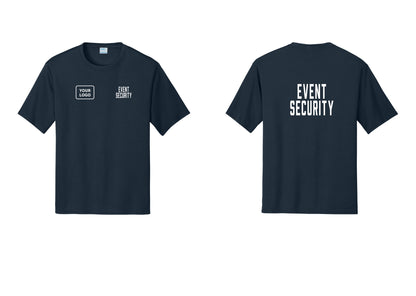 NYC Factory Custom Logo Event Security Performance T-Shirt (Classic) - EVENT SECURITY + Your Logo + Back - Navy