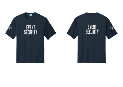 NYC Factory Custom Logo Event Security Performance T-Shirt (Classic) - Front + Back + Your Logo Sleeve - Navy