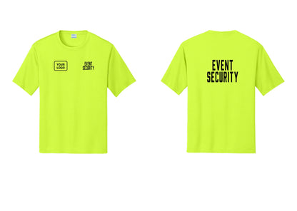 NYC Factory Custom Logo Event Security Performance T-Shirt (Classic) - EVENT SECURITY + Your Logo + Back - Neon Yellow
