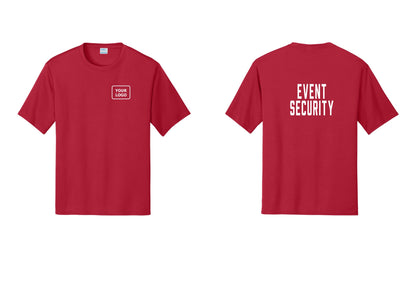 NYC Factory Custom Logo Event Security Performance T-Shirt (Classic) - Your Logo + Back - Red