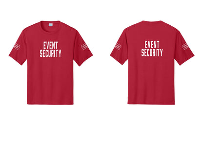 NYC Factory Custom Logo Event Security Performance T-Shirt (Classic) - Front + Back + Your Logo Sleeves - Red