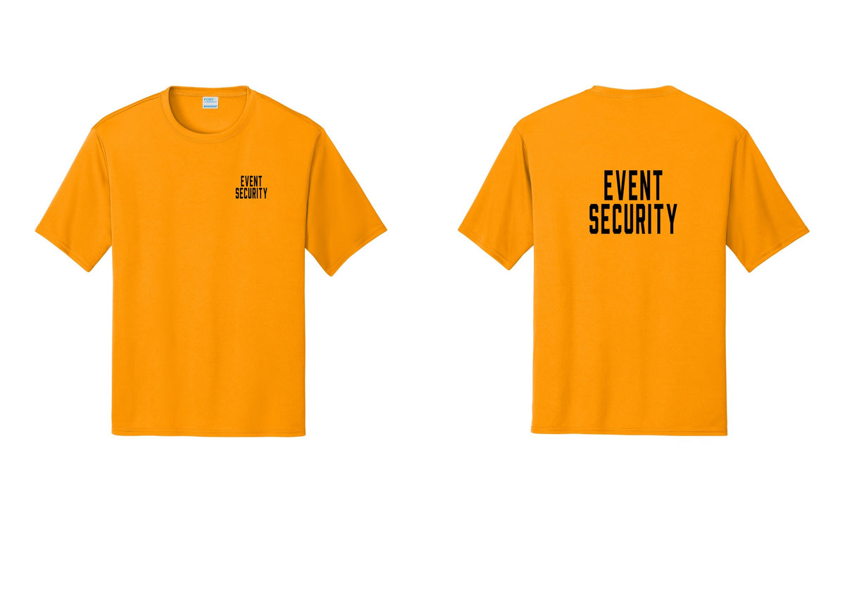 NYC Factory Event Security Performance T-Shirt (Classic) - Chest + Back - Gold