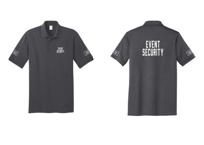 NYC Factory Custom Logo Event Security Polo Shirt (Classic) - Chest + Back + Your Logo Sleeves - Charcoal