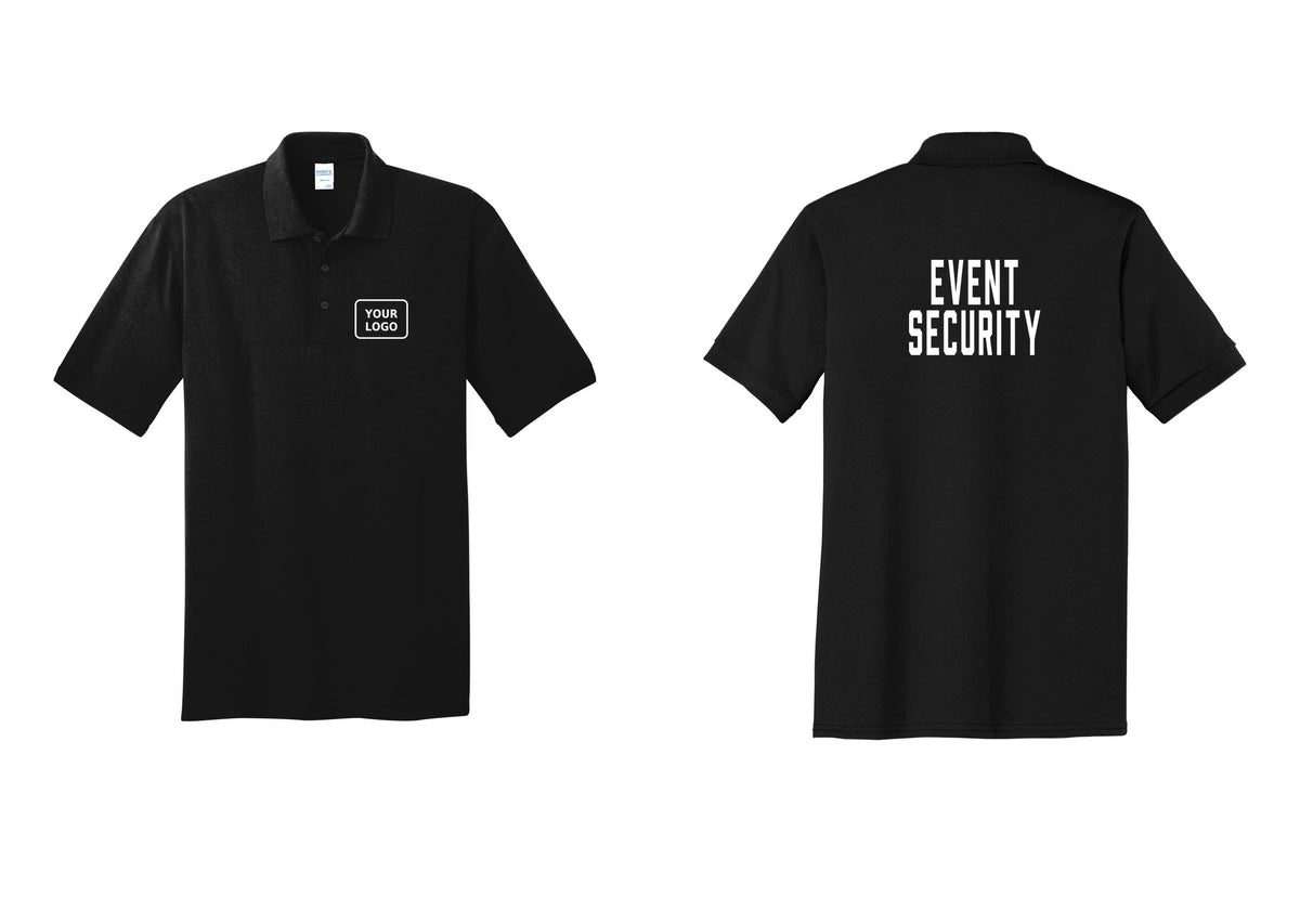 NYC Factory Custom Logo Event Security Polo Shirt (Classic) - Your Logo + Back - Black