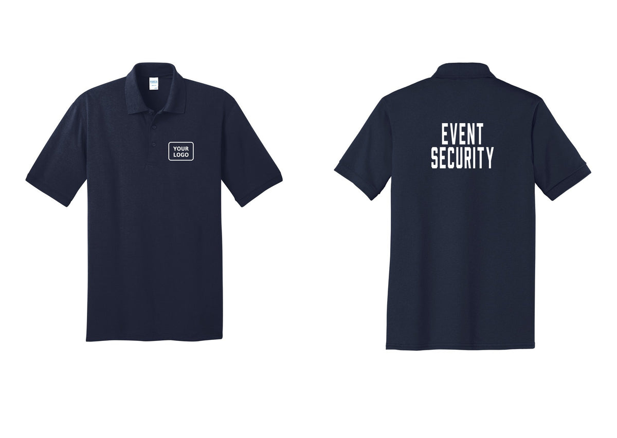 NYC Factory Custom Logo Event Security Polo Shirt (Classic) - Your Logo + Back - Navy