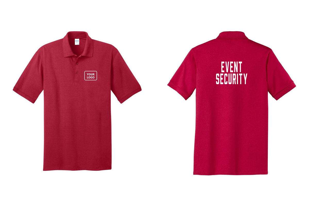 NYC Factory Custom Logo Event Security Polo Shirt (Classic) - Your Logo + Back - Red