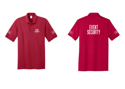 NYC Factory Custom Logo Event Security Polo Shirt (Classic) - Chest + Back + Your Logo Sleeves - Red