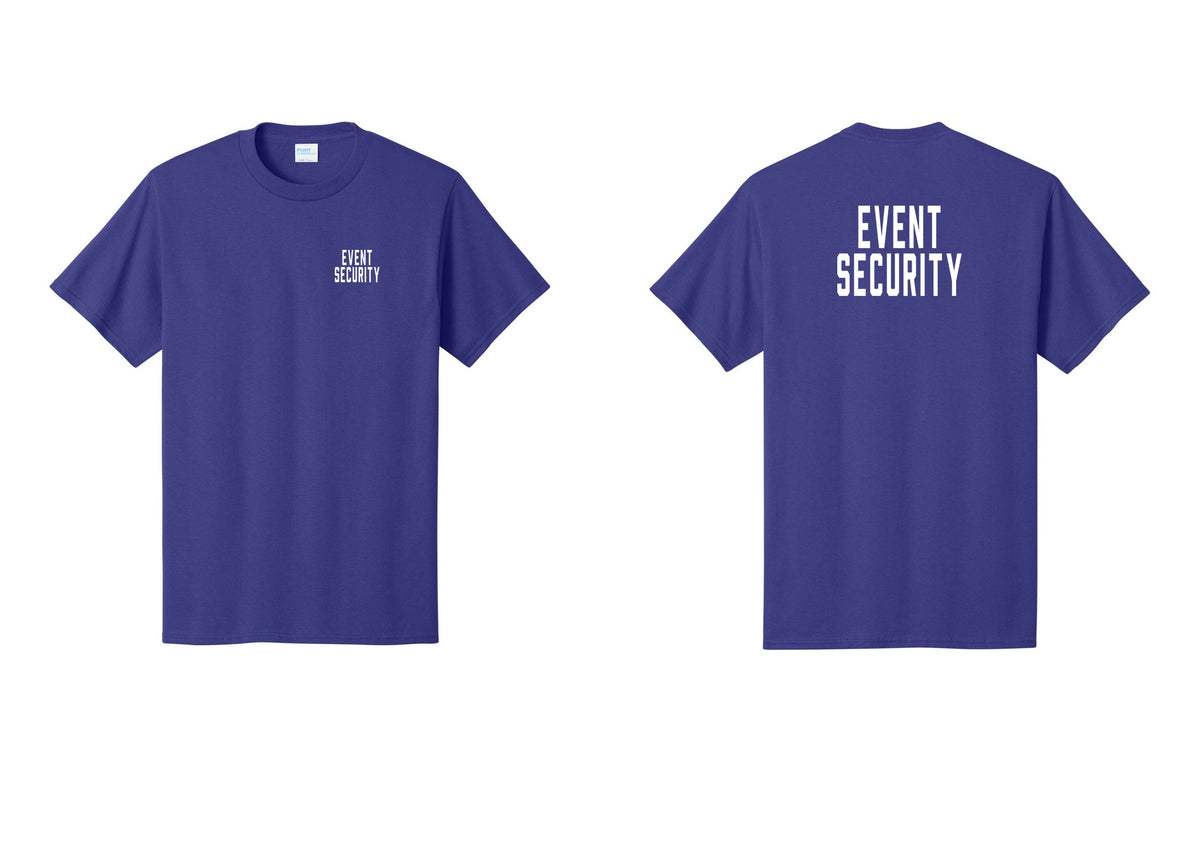 NYC Factory Event Security T-Shirt for Venues & Crowd Management (Classic) - Chest + Back - Purple