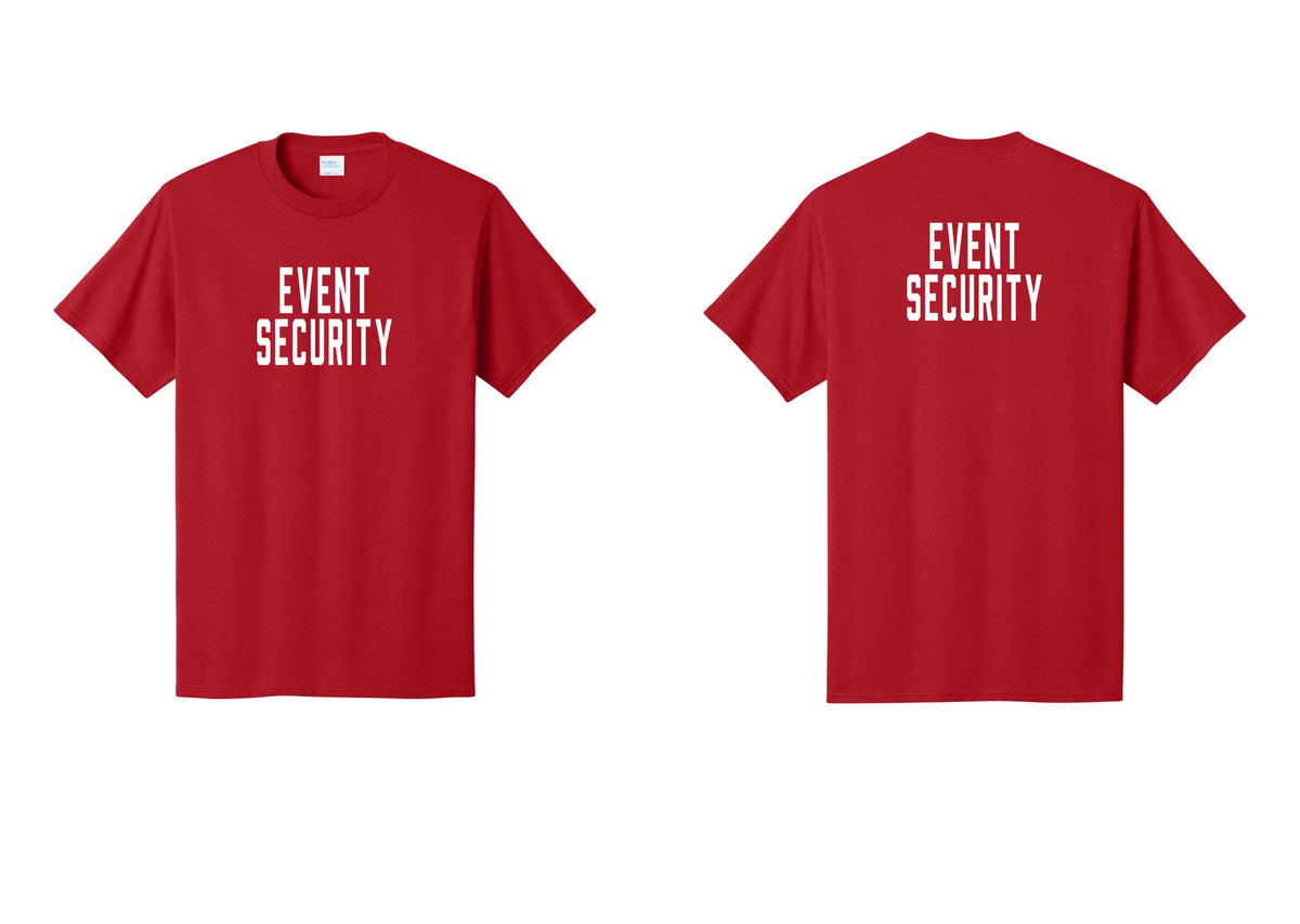 NYC Factory Event Security T-Shirt for Venues & Crowd Management (Classic) - Front + Back - Red