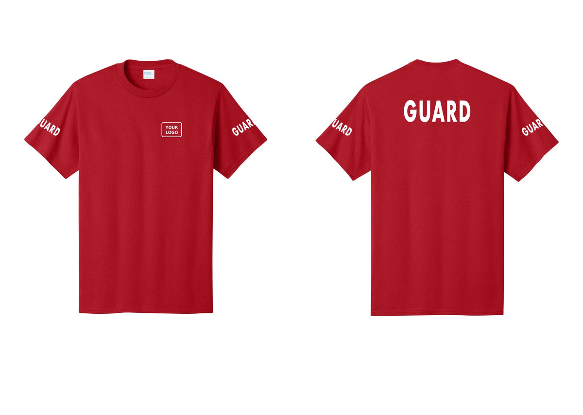 NYC Factory Custom Logo Guard T-Shirt - Your Logo + Back + Guard Sleeves - Red