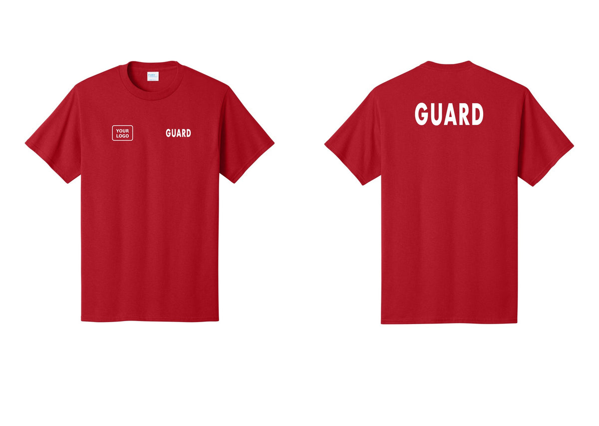 NYC Factory Custom Logo Guard T-Shirt - GUARD + Your Logo + Back - Red