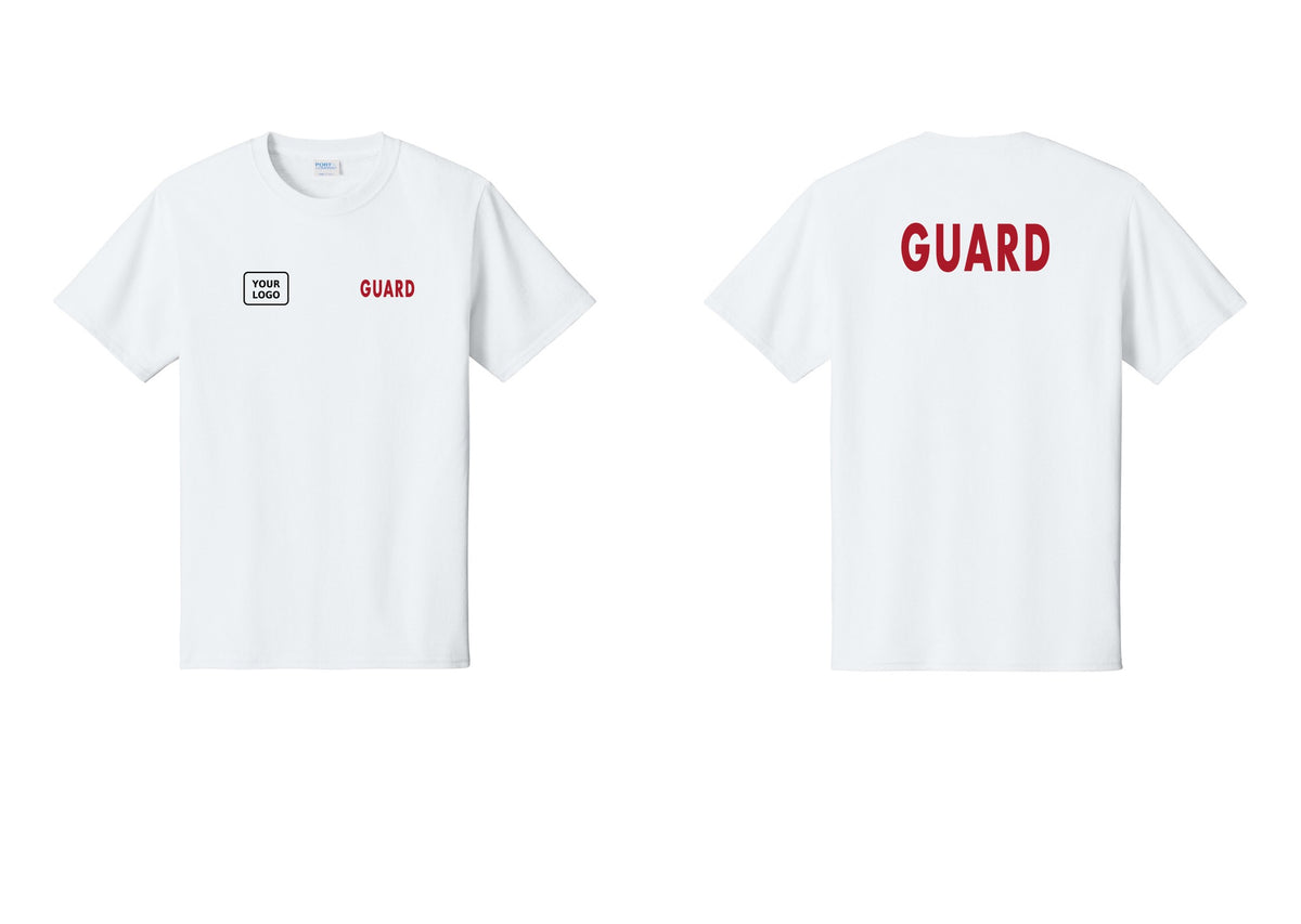 NYC Factory Custom Logo Guard T-Shirt - GUARD + Your Logo + Back - White