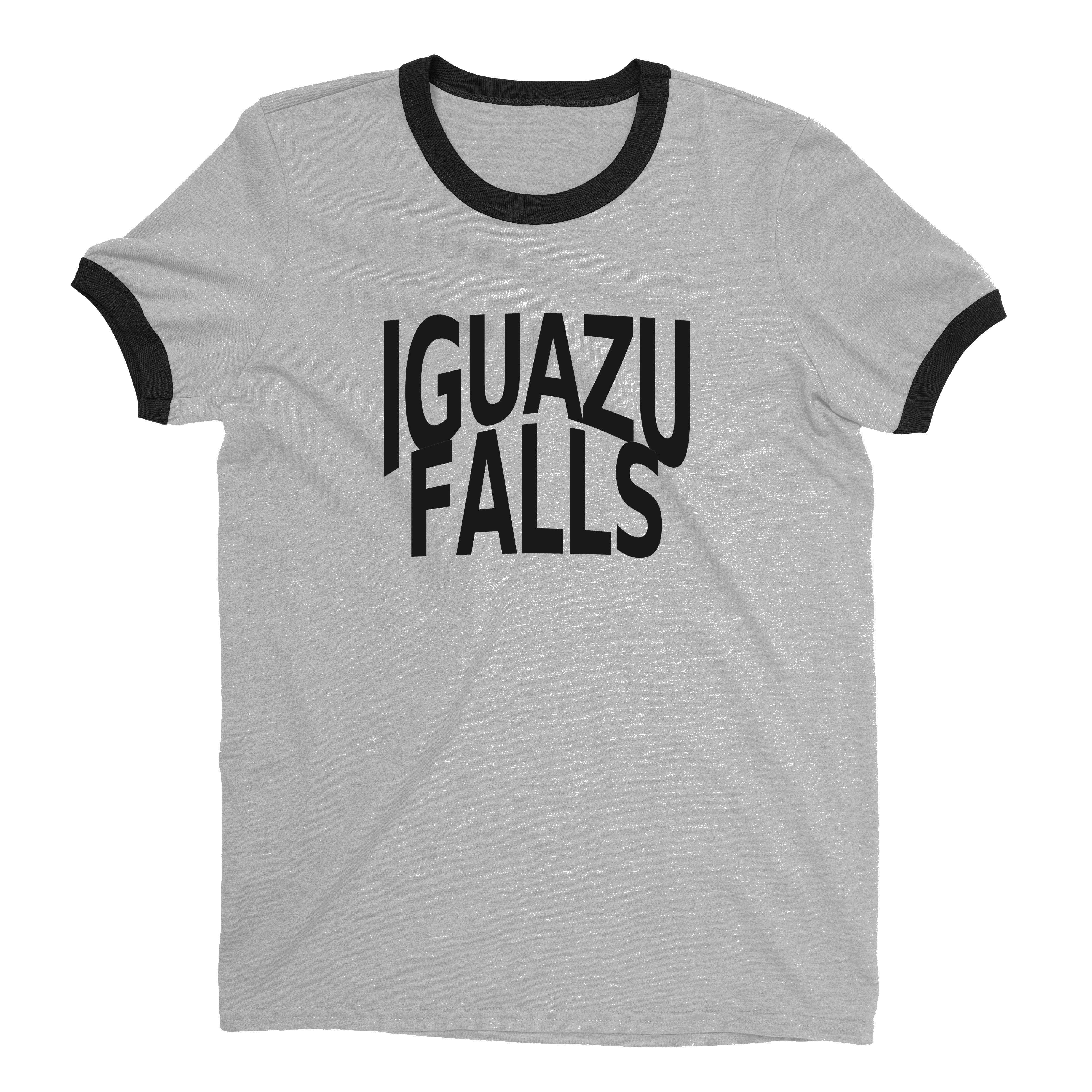 Iguazu Falls Ringer Tee Retro Style Men's T-Shirt - NYC Factory - Heather Gray