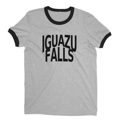 Iguazu Falls Ringer Tee Retro Style Men's T-Shirt - NYC Factory - Heather Gray