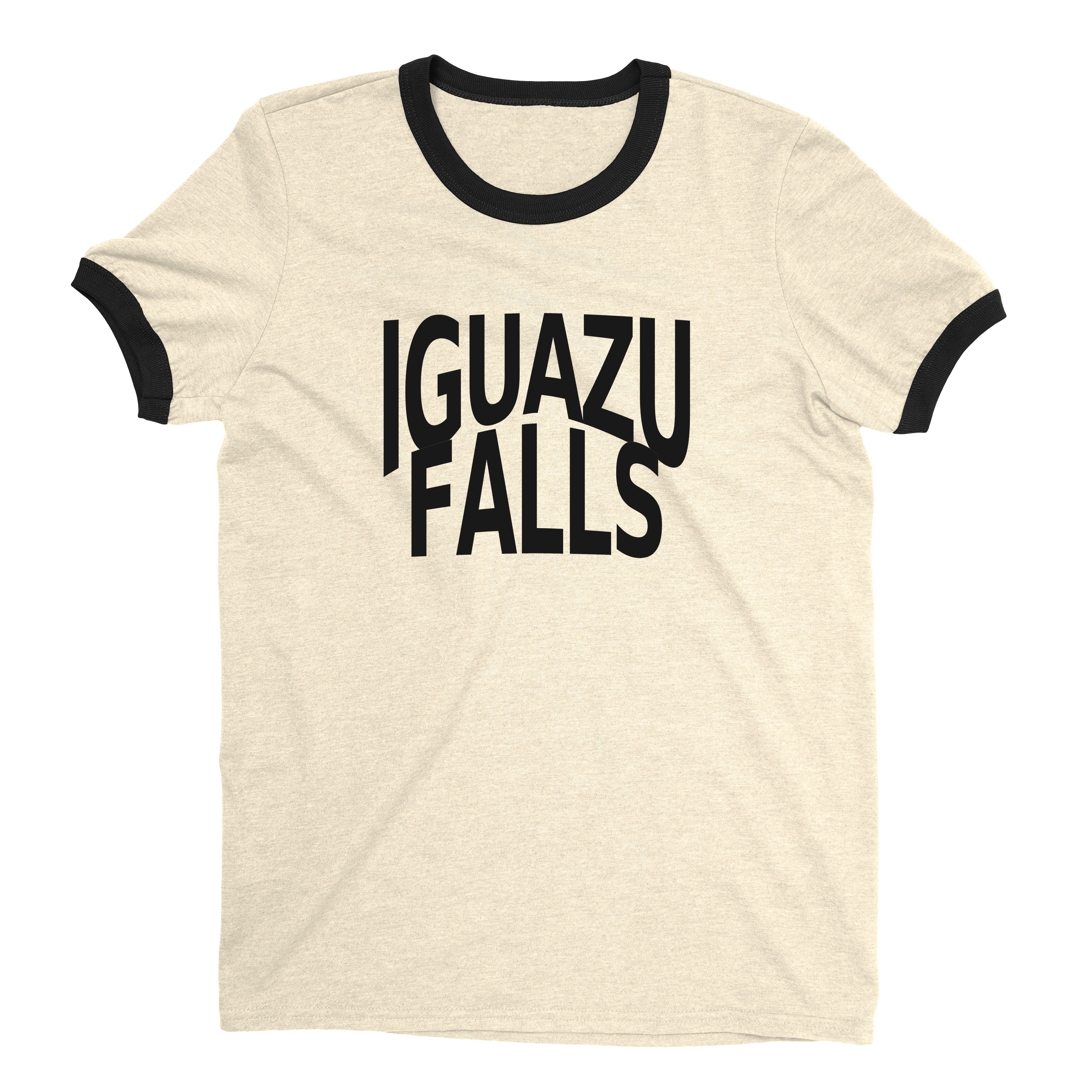 Iguazu Falls Ringer Tee Retro Style Men's T-Shirt - NYC Factory - Natural