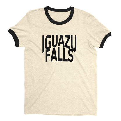 Iguazu Falls Ringer Tee Retro Style Men's T-Shirt - NYC Factory - Natural