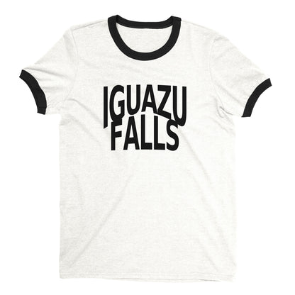 Iguazu Falls Ringer Tee Retro Style Men's T-Shirt - NYC Factory - White
