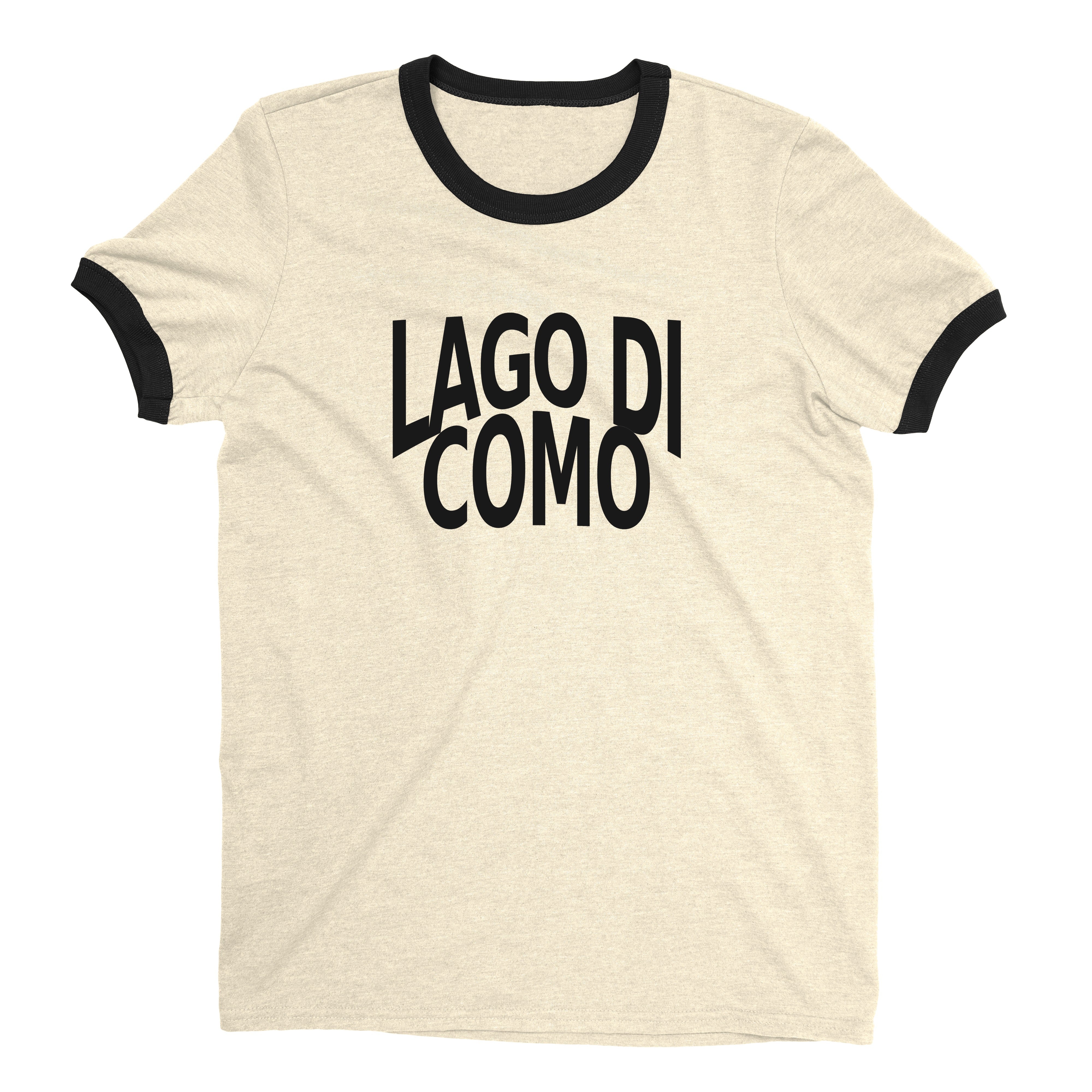 Lago di Como Ringer Tee Retro Style Men's T-Shirt - NYC Factory - Natural