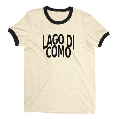 Lago di Como Ringer Tee Retro Style Men's T-Shirt - NYC Factory - Natural
