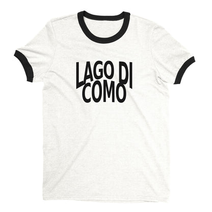 Lago di Como Ringer Tee Retro Style Men's T-Shirt - NYC Factory - White