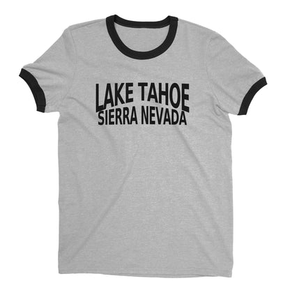 Lake Tahoe Ringer Tee Retro Style Men's T-Shirt - NYC Factory - Heather Gray