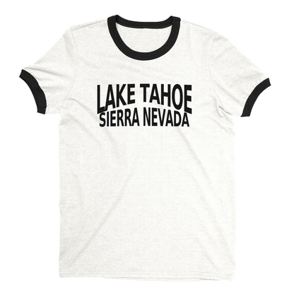 Lake Tahoe Ringer Tee Retro Style Men's T-Shirt - NYC Factory - White