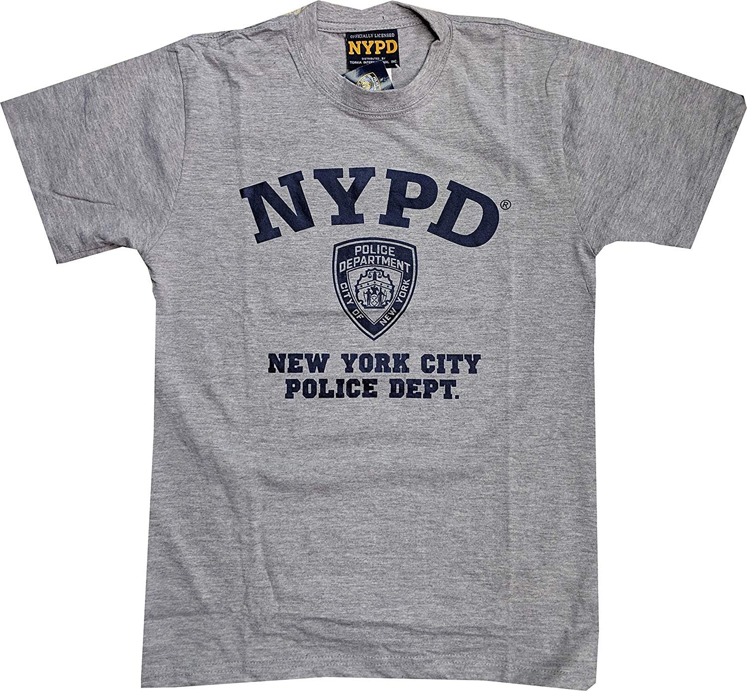 NYPD Kids Short Sleeve Screen Print T-Shirt Gray Boys Police Tee Official
