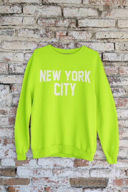 New York City Crewneck Sweatshirt (Safety Green & White)