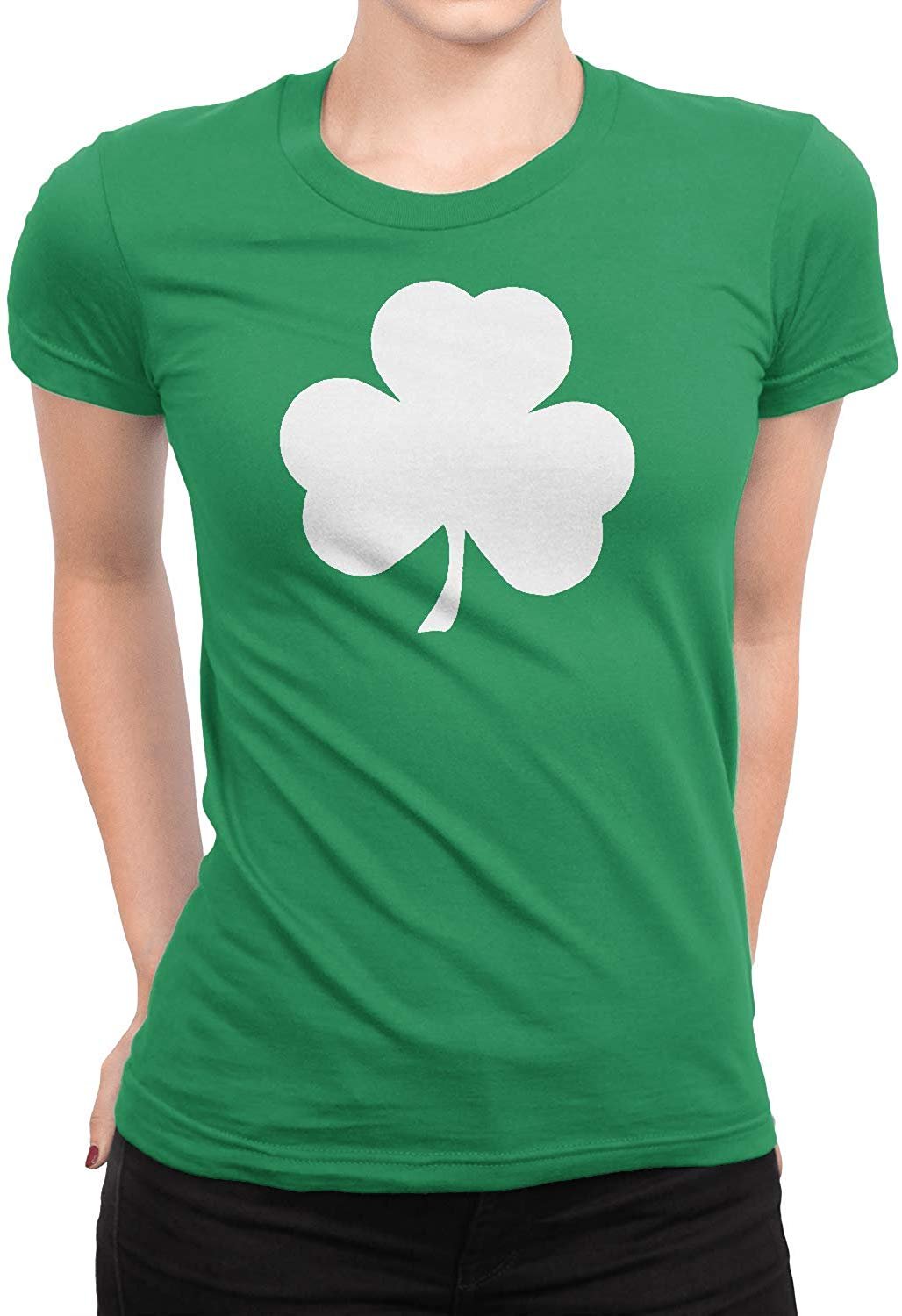 Shamrock Ladies Tee (Big Solid Design, Irish Green)