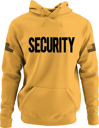 NYC FACTORY Security Hoodie with US Flag Sleeve Prints, Black