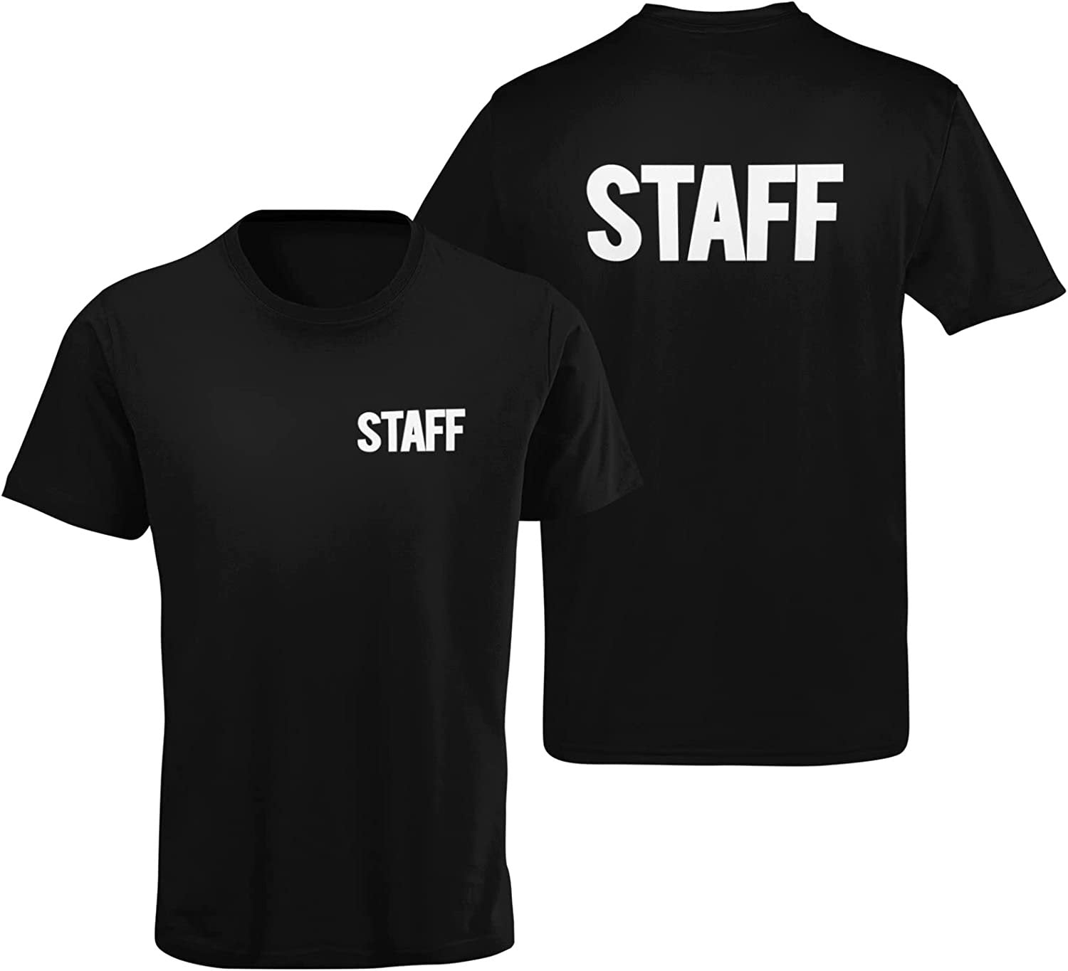 Men's Staff T-Shirt Screen Print Tee (Chest & Back Print, Black & White)