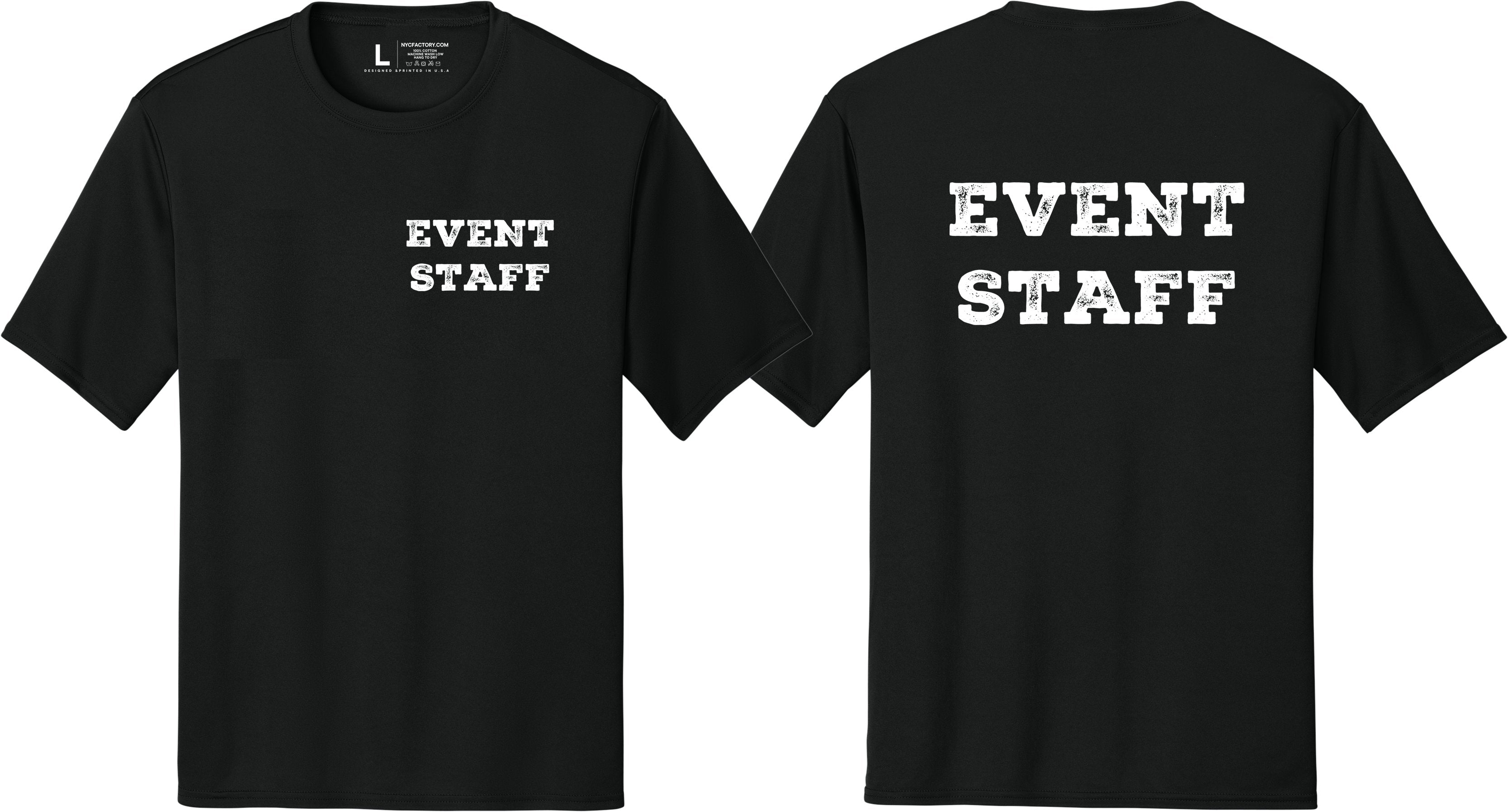 Professional Event Men's Unisex Staff Tees - Front & Back All Colors & Sizes In Stock