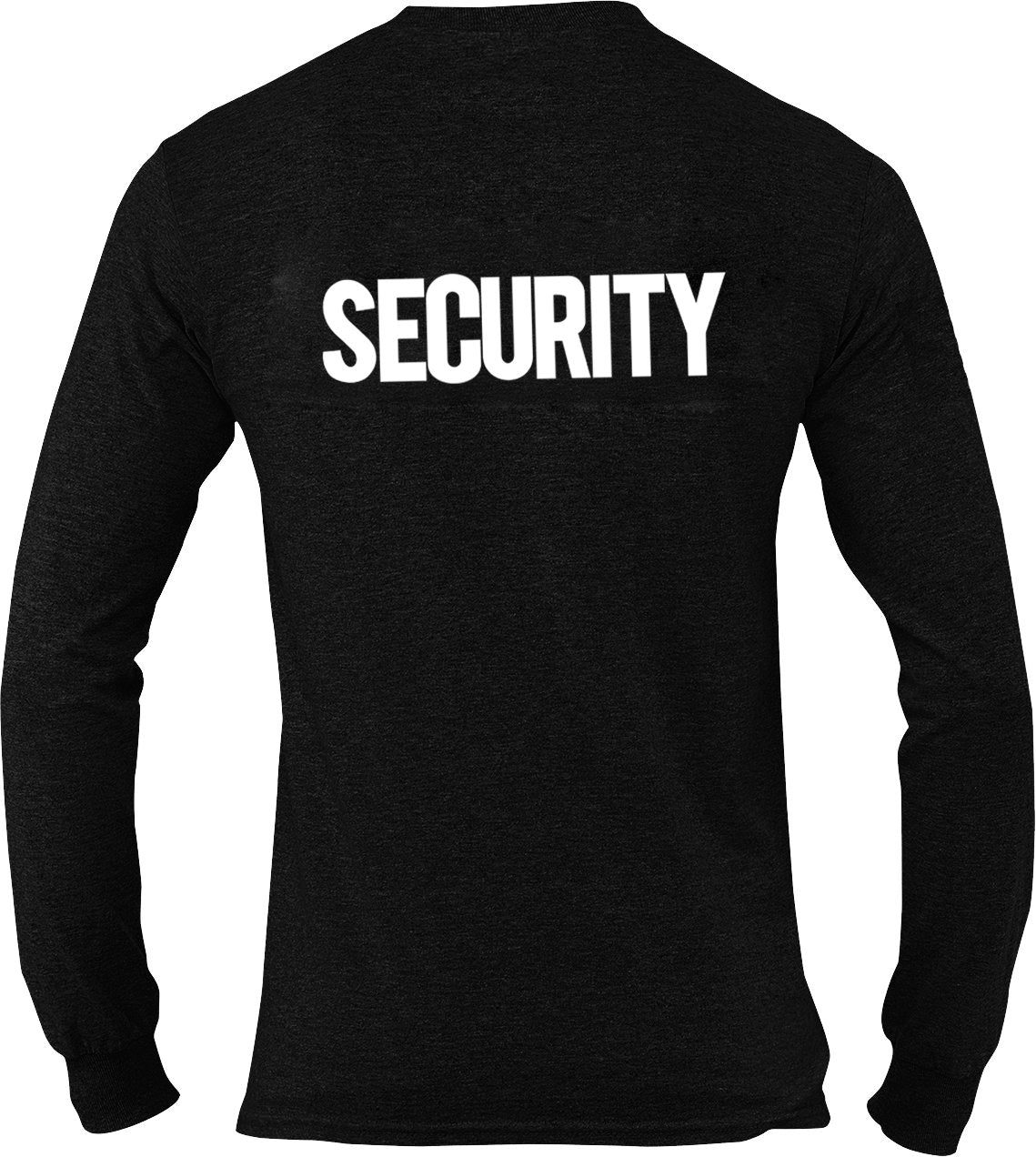 Men's Security Tee Long Sleeve T-Shirt (Black & White, Chest & Back Print)