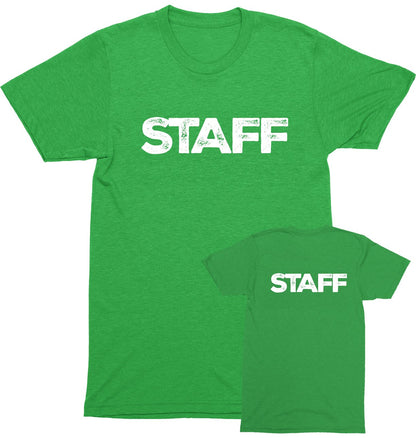 Staff Tees - Men's Unisex - Rustic Design - Soft Cotton Tees (NR-A, Front & Back) All Colors & Sizes