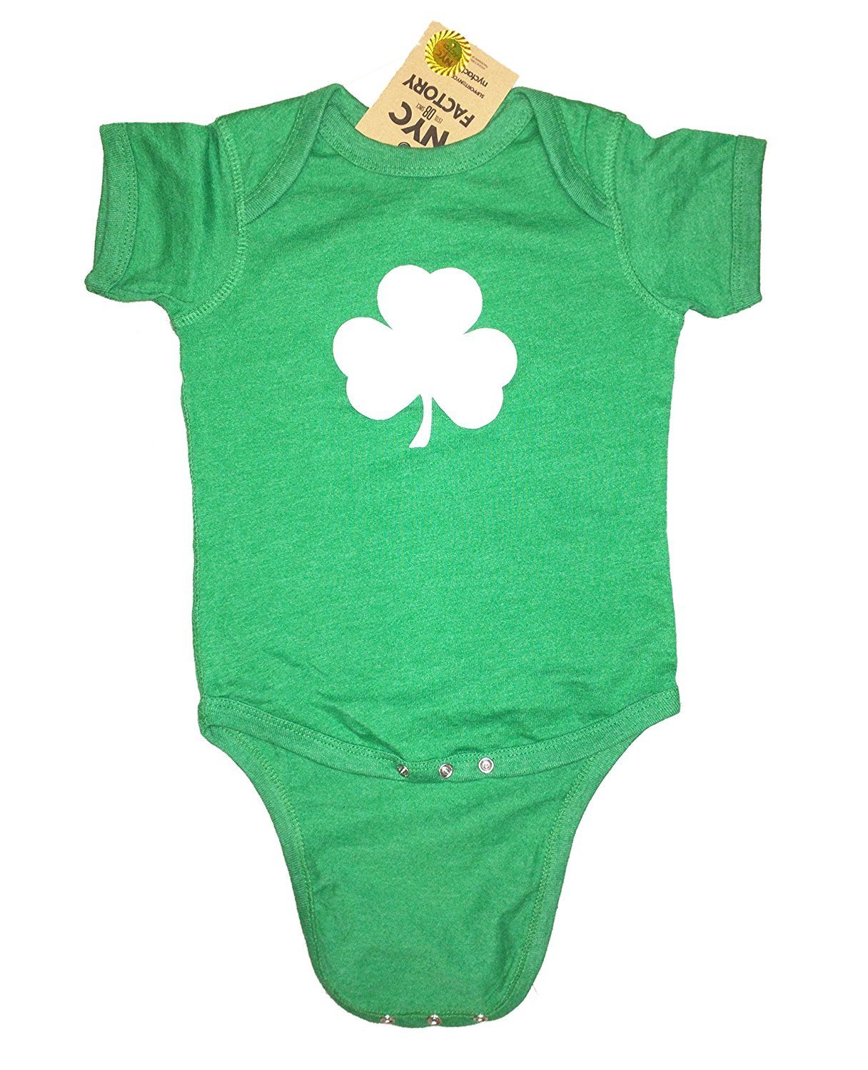 NYC FACTORY Irish Infant Screen Printed Shamrock Baby Bodysuit Newborn 0m