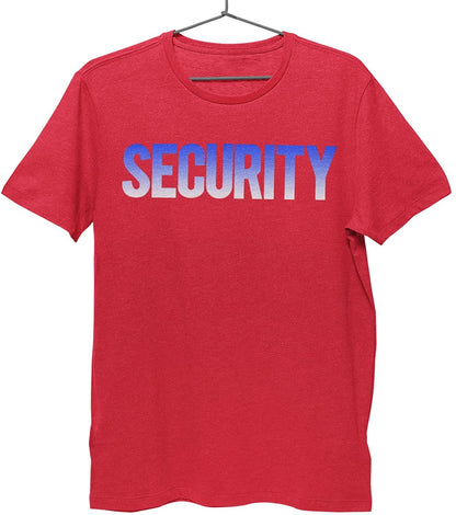 Security T-Shirt Front Back Print Men's Tee (USA Design, Red  / White & Blue)