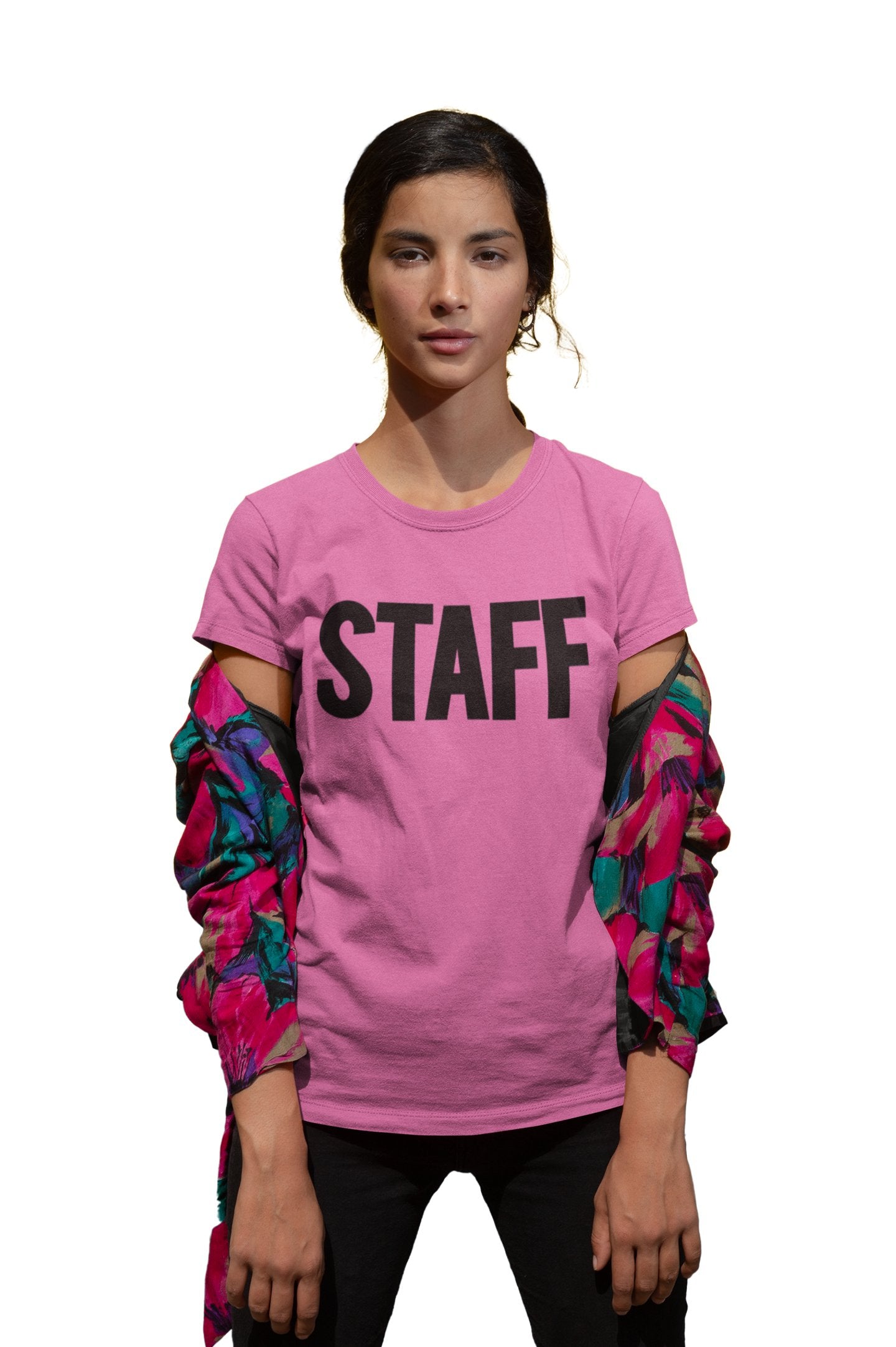 Staff Ladies Short Sleeve T-Shirt (Solid Design, Pink)