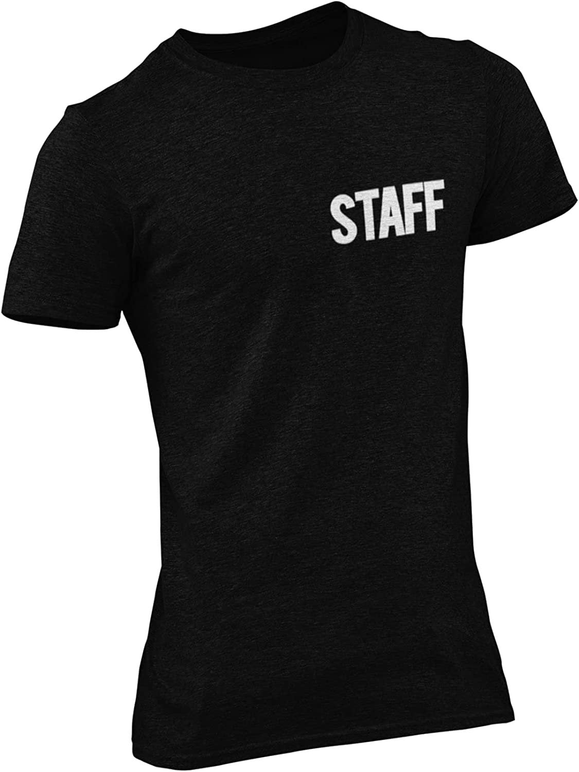 Men's Staff T-Shirt Screen Print Tee (Chest & Back Print, Black & White)