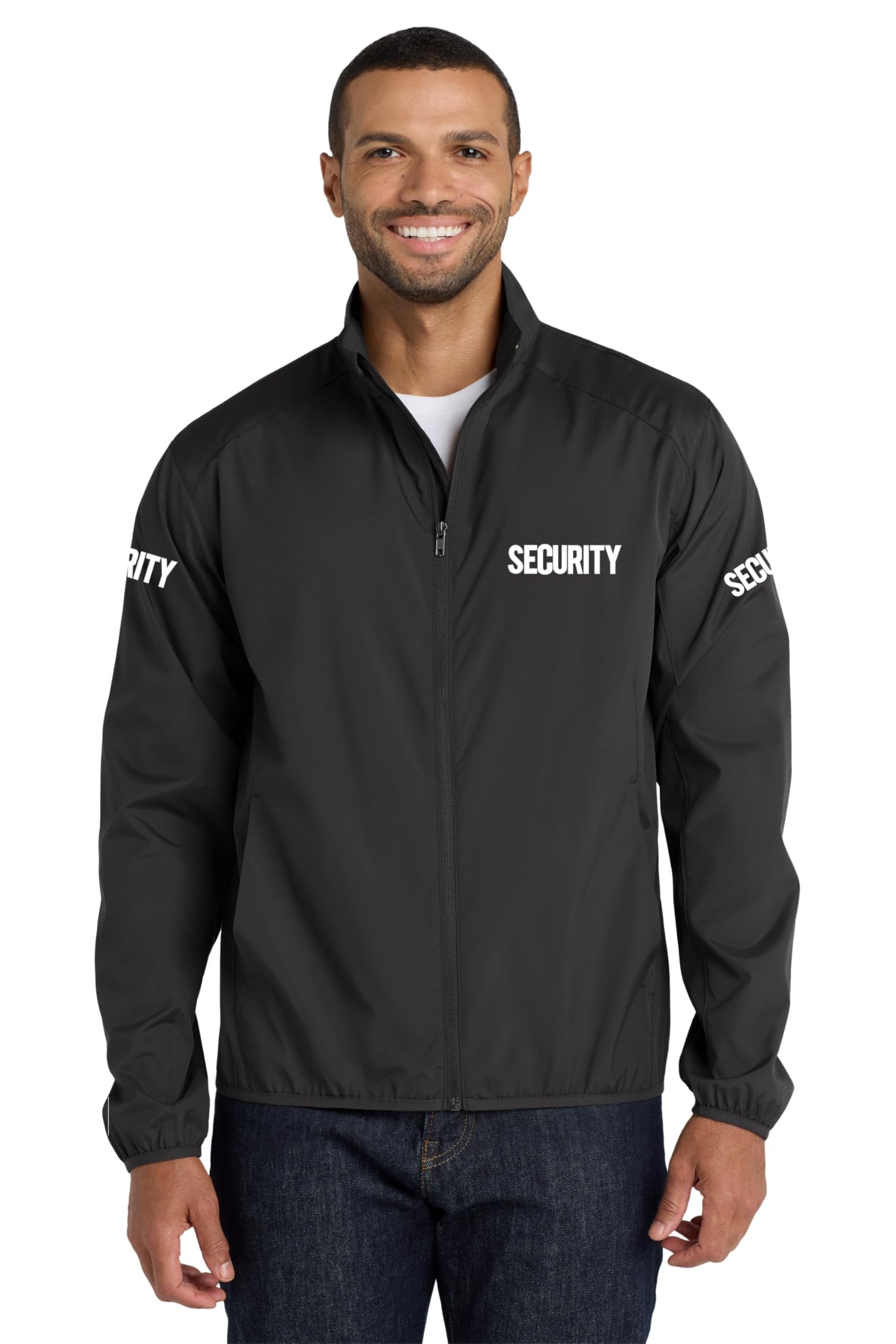 NYC FACTORY Men's Security Wind Breaker Jacket Wind & Water Resistant Full Zip