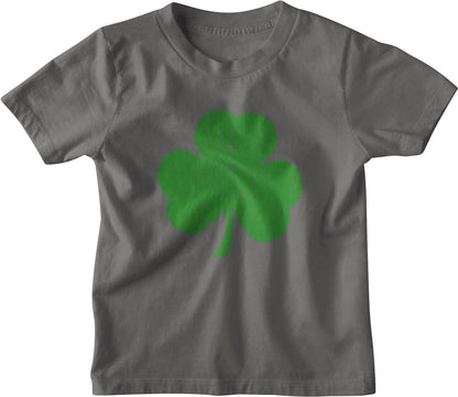 NYC FACTORY USA Screen Printed Shamrock Youth T-Shirt Distressed Tee Kids Irish Green