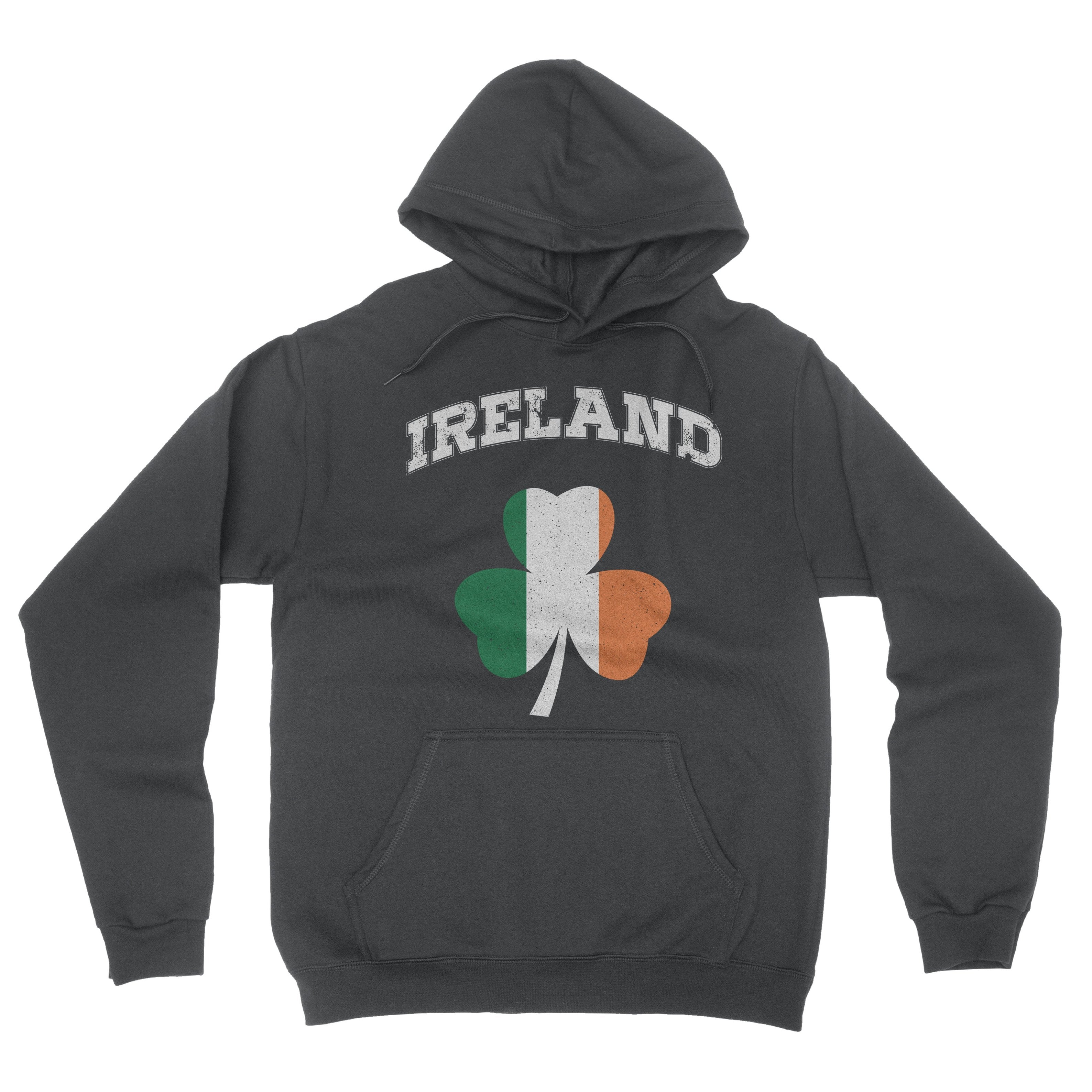 Retro Ireland Flag Charcoal Hoodie - St. Patrick's Day - Irish Apparel Men's & Kids - NYC Factory