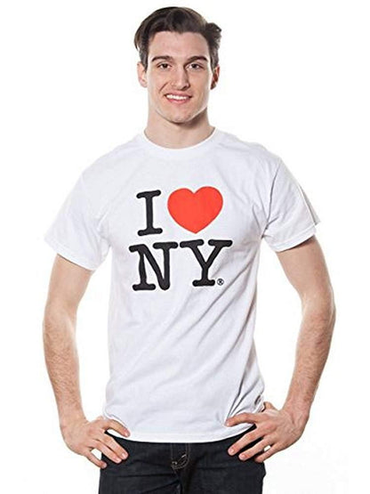 I Love NY Mens Short Sleeve T-Shirt White (Medium) - NYC Factory