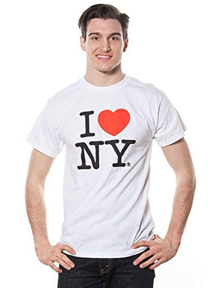 I Love NY Mens Short Sleeve T-Shirt White (Medium) - NYC Factory